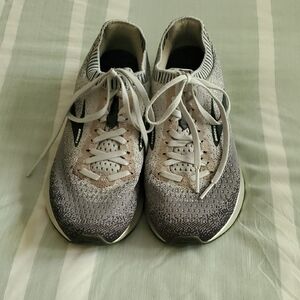 Gray and White Knit Sneakers